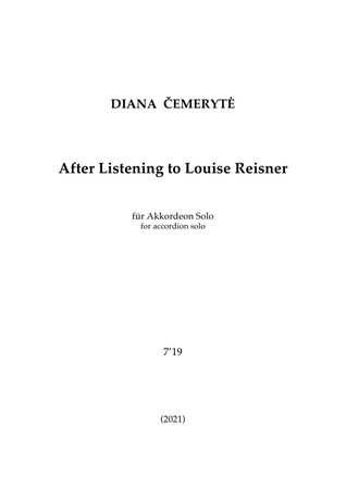 After Listening to Louise Reisner
