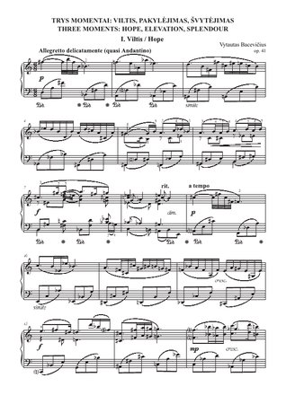 Three moments, Op. 41: Hope, Elevation, Splendour
