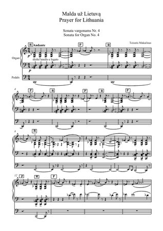 Sonata for Organ No. 4 „Prayer for Lithuania“