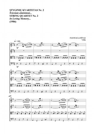 String Quartet No.2. In Loving Memory